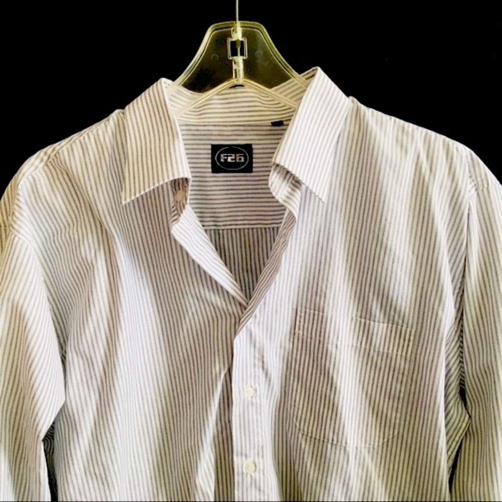MEN GREY SHIRT PINSTRIPES